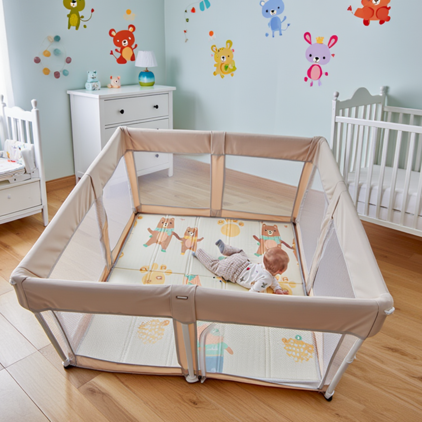 Corral Plegable para Bebé con Alfombra