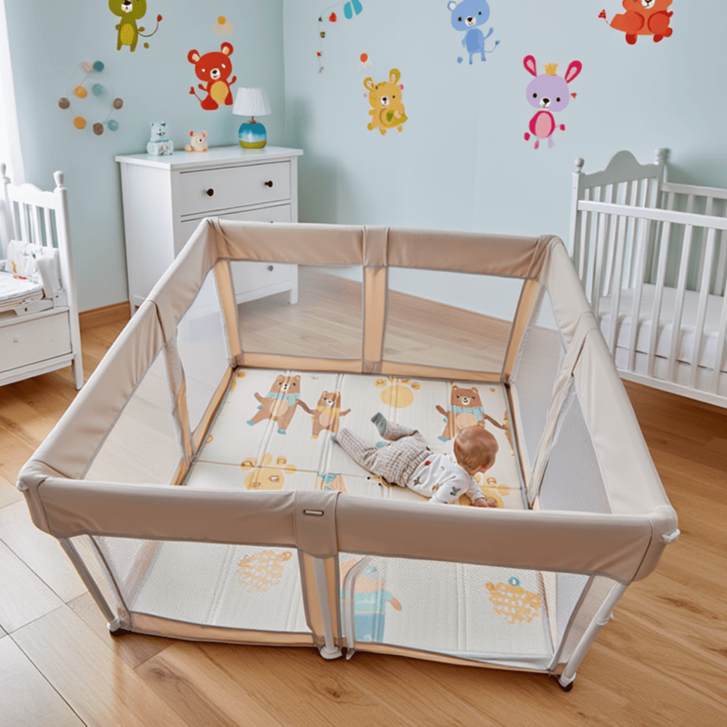 Corral Plegable para Bebé con Alfombra - Jappi Play Team